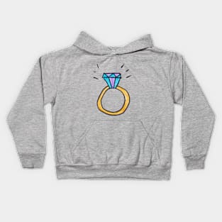 Wedding Ring Engagement Painted in Watercolor Kids Hoodie